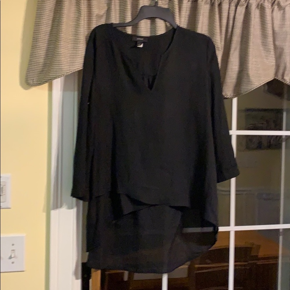 Black high low dressy blouse